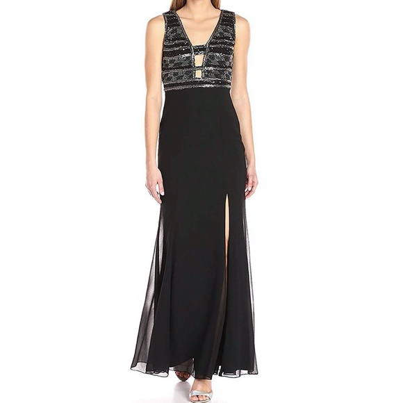 Adrianna Papell Dresses & Skirts - Adrianna Papell Black Beaded Strappy Formal Gown